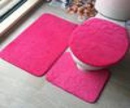 3 pcsset Flannel Solid Embossed Bathroom Carpet Toilet Seat Cover Mat Buth Rug Set Bathroom Floor Mat Rug Bathroom Accessories4602544