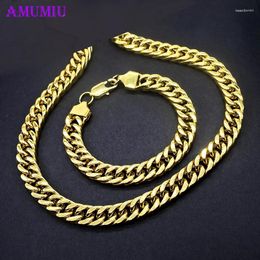 Necklace Earrings Set AMUMIU Summer Heavy Chain Jewellery Shinning Ethnic Style Collar Bracelet Men Women JS193