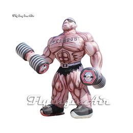 wholesale Outdoor Simulation Character Model 3m/6m Height Giant Inflatable Fitness Muscular Man Holding Dumbbells For Advertising Show And GYM Decoration