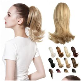 Chignons Short Claw Clip Ponytail Extension Dstring Curly Fake Jaw Yage Hairpiece Hair Piece Wavy High Pony Tails Synthetic Heat Fri Dhejq