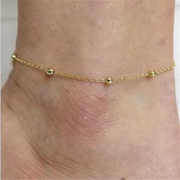 Anklets Trendy Simple Beads Anklets for Women Gold Sliver Color Summer Ocean Beach Ankle Bracelet Foot Leg Jewelry 2020 New