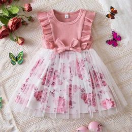 Girl's Dresses 1-5 Yrs Flower Baby Girl Dress Cotton Casual Kids Clothes Toddler Kids Birthday Party Dress 2024 Summer Dress for Girls