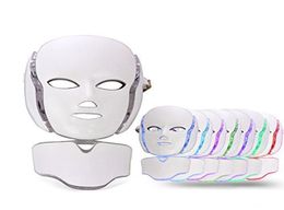 PDT 7 Colour LED light Therapy face Beauty Machine LED Facial Neck Mask With Microcurrent for skin whitening device2643941