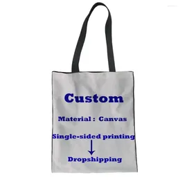 Shopping Bags Tote Bag For Custom Girls Reusable Canvas Grocery Eco Foldable Women Mesenger Bolsas Drop Wholesale