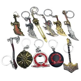 Game God of War Keychain Kratos Axe Leviathan Key Chains Blades of Chaos Sword Keyring Bag Car Pendant llaveros Jewelry