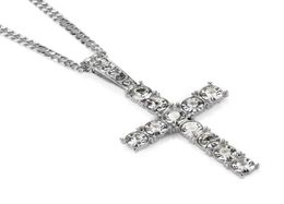 Fashion Men Hip Hop Stainless Steel Jewellery Pendant Necklace Full Rhinestone Design Silver Colour Chain Jewellery Mens Necklaces1540421