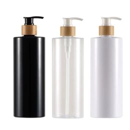 Bottles 300/400/500ml Soap Dispenser Bottle Bamboo Shampoo Body Wash Conditioner With Bamboo Wood Pump Head Refill Lotion Sub Bottling