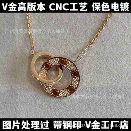 Cartre High End Jewellery necklaces for womens Full body Vgold with full diamond double necklace for women plated with 18k rose gold collarbone chain Original 1to1 logo