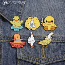 Brooches Duck You Animal Series Brooch Enamel Pin Cartoon Funny With Knife Lapel Backpack Badge Jewellery Gifts For Friends