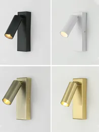 Wall Lamps Rotatable Reading LED 3W Sconce Lamp Simple For Bedroom Bedside El Modern Lights Black White Bronze Brass