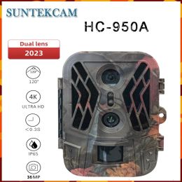 Cameras Outdoor Trail Camera HC950A 36MP 4K HD Night Vision Dual Lens Infrared Sensing Waterproof Wildlife Reconnaissance Basic Camera
