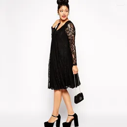 Plus Size Dresses Maxi Spring Autumn Lace Party Dress Sexy V-neck Long Sleeve Evening Night Out Large Wedding 6XL 7XL