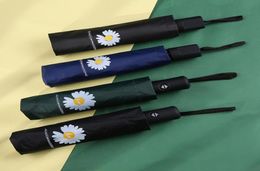 Umbrellas Umbrella Rain Gear Fully Automatic Cute Small Daisy Folding Sun Parasol Sunscreen UV Protection Windproof Mini4294625