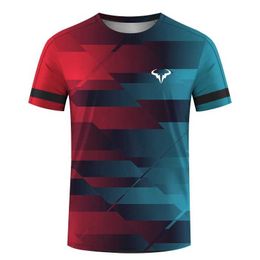 Men's T-Shirts Running fitness outdoor extreme sports mens T-shirt badminton womens round neck fashionable short sleeved T-shirt J240506
