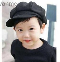 Caps Hats New Childrens Solid Color Newsboy Hat Elegant Baker Hat Girl Painted Beret Hat Cotton Octagonal Hat WX