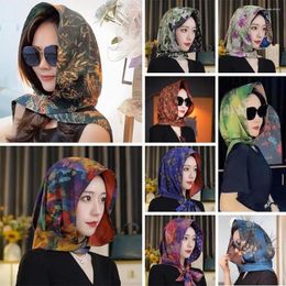 Scarves Headband Hats Muslim Baotou Hat Breathable Double-sided Printing Women's Headscarf Cap Hijab Simulation Silk Turban