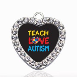 TEACH LOVE AUTISM AWARENESS CIRCLE CHARM Copper Pendant For Necklace Bracelet Connector Women Gift Jewellery Accessories5467700