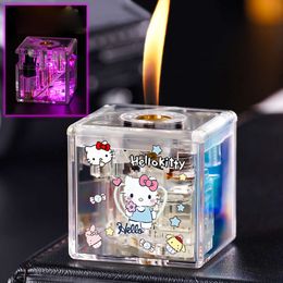 Mini Cartoon Cube Shape Iatable Lighter LED Light Kuromi Kitty Cigarette Lighter