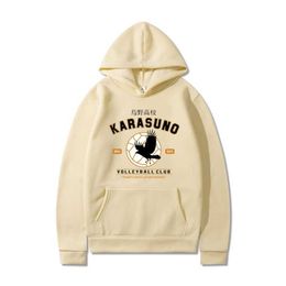 Men's Hoodies Sweatshirts Mens Hoodie Cartoon Haikyuu Funny Japanese Anime Street Clothing Harajuku Karasuno Flying High Graphic Sweatshirt Mens Hoodie Q240506