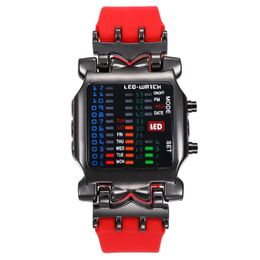 Fashion Digital Watches for Men Women Creative Crab Binary LED Electronic Watch Luxury Dress Watch Unisex Wristwatch Clock 240428