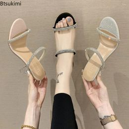 Slippers Luxury Rhinestone Design Ladies Fashion Summer Elegant Party High Heel Shoes Sexy Comfy Sandals For Women Plus Size