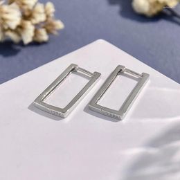 Hoop Earrings KNB 18K Gold Simple Rectangle Large For Women Real 925 Sterling Silver Geometry Earring High Quality Fine Jewelry