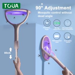 Zappers 6 in 1 Electric Mosquito Swatter Angle Adjustable Electric Bug Zapper Usb Rechargeable Electric Swatter Racket Fly Bat Swatter