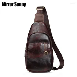 Waist Bags Retro Genuine Leather Chest Bag For Men Casual Male Single Shoulder Inclined Head Layer Cowhide Man's Pack