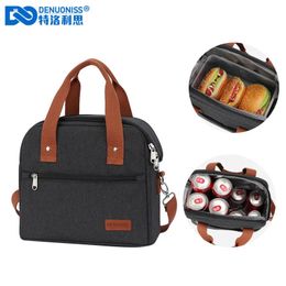 DENUONISS Large Capacity Lunch Bag For Women Thermal Insulated Bread Leakproof Portable Cooler Beer With Shoulder Strap 240506