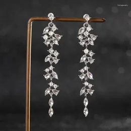 Dangle Earrings Trendy Long Tassel Chain Pendants Drop Women Party Zircon Geometric Leaf Hanging Earings Jewelry