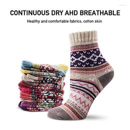 Women Socks AZUE 5 Pairs Winter Women's Thicken Sheep's Wool Socking Warm Men Retro Style Colorful Fashion Female For Snow Boots