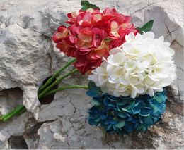 56cm Artificial Hydrangea Flower Head Fake Silk Single Real Touch Hydrangeas 8 Colours for Wedding Centrepieces Home Party Decorati1622853