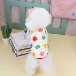 Dog Apparel Red Cotton Pet Clothes For Small Dogs Cute Cat t-shirt Vest Puppy Colourful Bear Fashion Clothing H240506