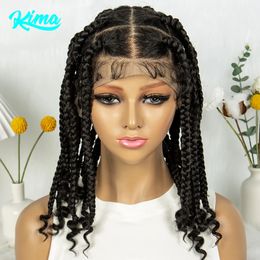 KIMA 14 Inches Synthetic Braiding Wigs Square Box Braided HD Full Lace Wigs for Africa Women Braided with Baby Hair 240430