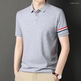 Men's Polos Ice Silk Short Sleeved T-shirt For Summer Thin Clothing 2024 Loose And Breathable Polo Shirt