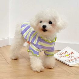 Dog Apparel Clothes Stripe Backing Shirt Hair Proof Teddy Bibear Pomeranian Small Pet Spring Autumn H240506