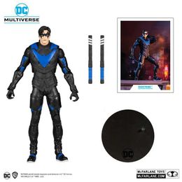 Action Toy Figures Spot Mcfarlane Dc Comic Doll Gotham Knight Game First Wave Nightwing Robin Action Figure Collection Model T240506