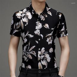 Men's Casual Shirts Shirt Floral Short Sleeved Ice Silk Loose Comfortable Fashionable Versatile Summer Products For Men