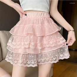 Skirts Summer Kawaii Lolita Mini Skirt Women Japanese High Waist A-Line Lace Ruffle Cake Korean Fashion Sweet Pink Fairy