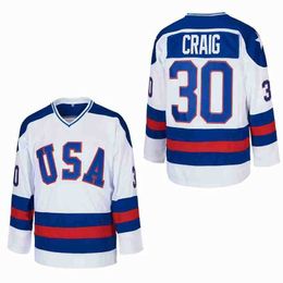 Men's T-Shirts Ice Hockey Jersey 1980 USA 30 CRAIG 17 OCALLAHAN Sewing Embroidery Outdoor Sportswear Jerseys Training clothing White Blue New T240506