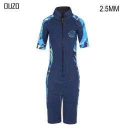 Suits 2.5MM Neoprene Youth Kids Short Sleeve Spearfishing Wetsuit Scuba Keep Warm Snorkelling Swim Front Zipper Surfing Diving Suit