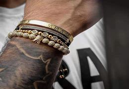 Mens Jewellery Bracelet Men Luxury Royal Bangle Set Roman Braided Bracelets For Women Fashion Armband Gold Cuff Friendship Gifts Y3762135