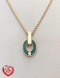 Stainless Steel Luxury Diamond Necklace Gold Necklace Fashion Charm Natural Malachite Letter Pendant Diamond Ladies Jewellery Gift f3950858