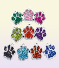 Whole 50pcslot Bling dog bear paw print hang pendant charms fit for diy keychains necklace fashion jewelrys2039225