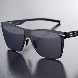 Sunglasses German Screwless Oversized For Men Anti-ultraviolet UV400 Sunglass Women Ultralight Trendy Square Sun Glasses Male