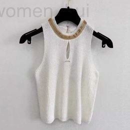 Women's Tanks & Camis designer Summer New Product Celebrity Style Beaded Neck Knitted Tank Top for Women MU7S