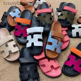 Fashion Original Hremms Designer Slippers Summer New Thick Sole Sandals Slippers Large Size Velcro Coloured Block Versatile for Casual Womens with 1:1 Logo