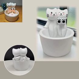 Holders 1/2pc Lovers Kitten Candle Holder Cute Grilled Cat Aromatherapy Candle Holder Desktop Decorative Birthday Gifts For Friends