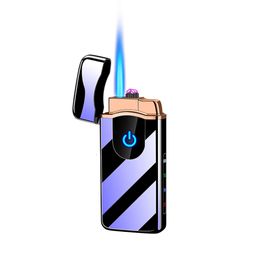 Dual Lighter Rechargeable Flameless LED Button Touch Switch Easy Use Electronic Arc Lighter