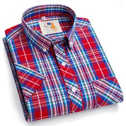 Men's Casual Shirts In Shirt Plus Size 8xl Fashion Korean Cotton Short Sleeve For Men Slim Fit Formal Plaid Hawaiian Clothes